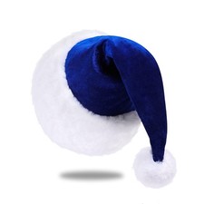 Santa Hat Santa Hat for Adults Unisex Velvet Comfort Blue Christmas Hat Hats ...