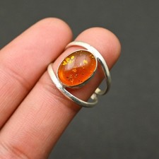 Baltic Amber Gemstone Ring Solid 925 Silver Handmade Dainty Ring All Size SR753