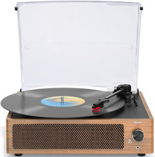 Vinyl Record Player with Speakers - Vintage Style Belt-Driven Turntable Wireless
