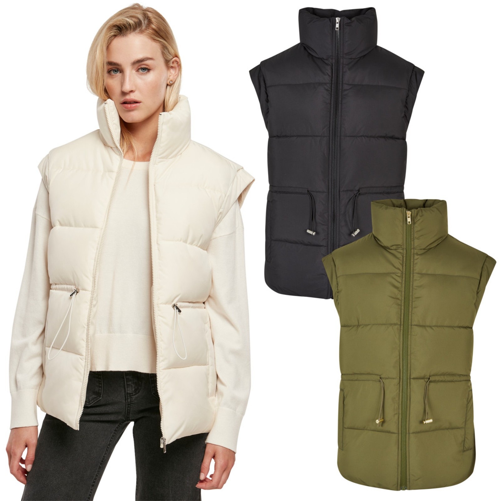 Urban Classics Chaleco Puffer Ceñido Para Dama Outfit Outdoor Cuello Nuevo