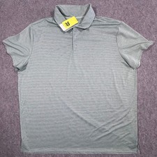 All In Motion Mens XXL Striped Polo Shirt Green Grey Short Sleeve 041 11 0450