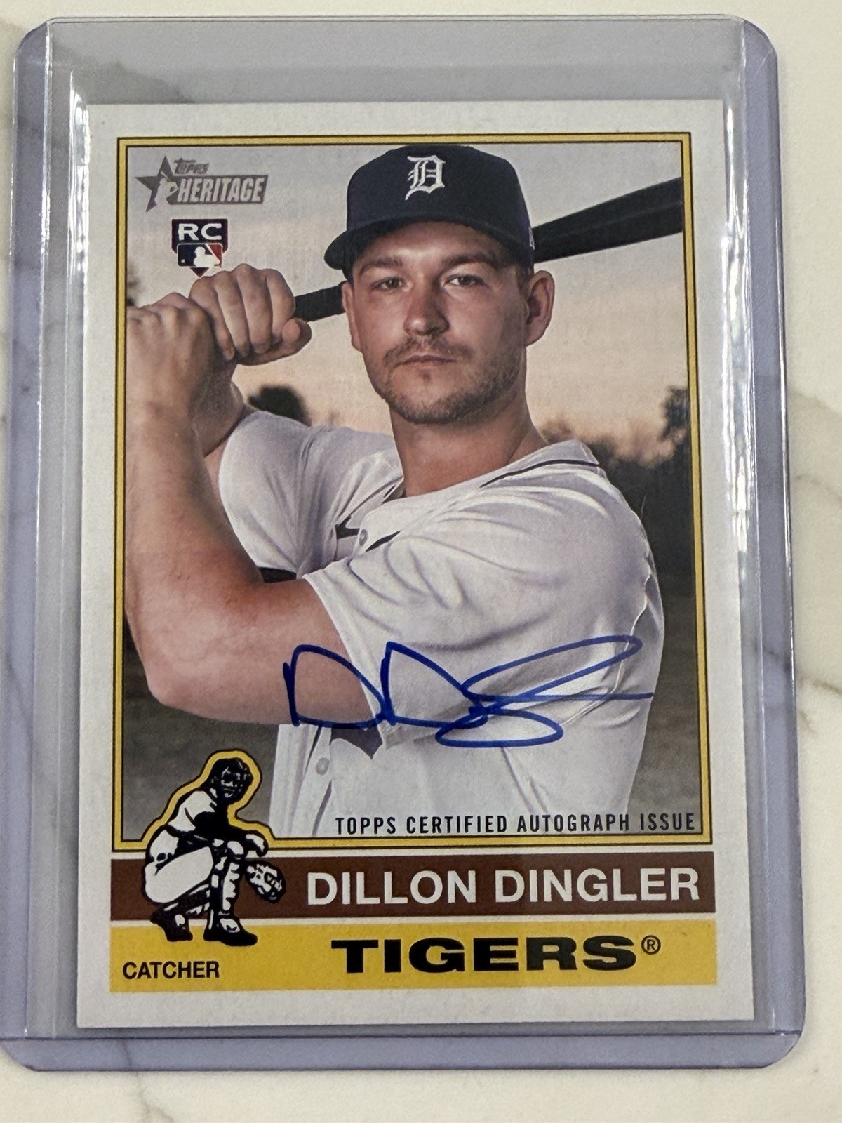 DILLON DINGLER RC Real One Auto Tigers - 2025 Topps Heritage High Number