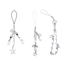 3 Pieces Trendy Butterfly and Star Cellphone Charm Lanyard Keychain for Women