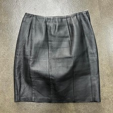 Vintage 80s black leather midi glam women's size 9 skirt