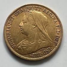 1900 Queen Victoria Veiled Head Half Gold Sovereign Coin 4g