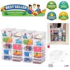 IRIS 20-Pack Storage Bins with Lids, 6 Quart, Shoe Boxes Clear Stackable Con...