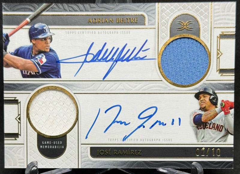 Adrian Beltre & Jose Ramirez 2025 Topps Definitive Dual Auto Game Used Relic /10