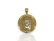 Jesus Medallion Pendant - 10k Yellow Gold