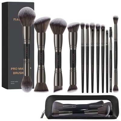 Makeup Brushes 12Pcs with Bag, Double-End Multi-functional for Foundation Pow...