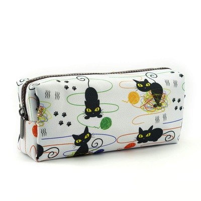 LParkin Cute Cat Pencil Case Bag Knitting Notion Pouch Kitten Medium, white
