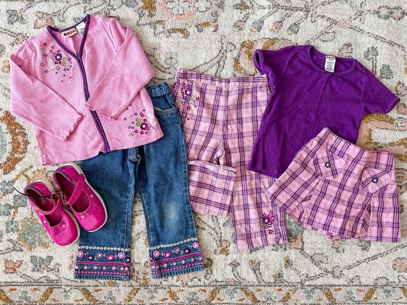 Vintage Gymboree 6 Pc Lot Girls 4 5 Floral Embroidered Outfit Shoes 11C