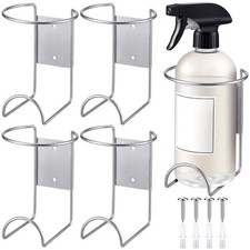 4 Pcs Spray Bottle Holder Wall Mount Heavy Duty Spray Bottle Rack Stainless S...