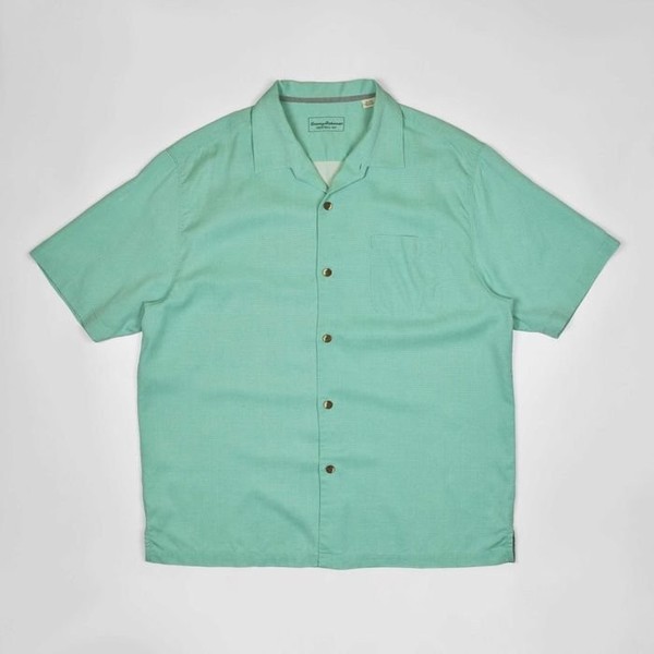 Men Tommy Bahama Shirt Green Silk 42