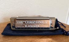 Vintage The Super Chromonica G Chromatic M. Hohner 1920s Harmonica With Bag