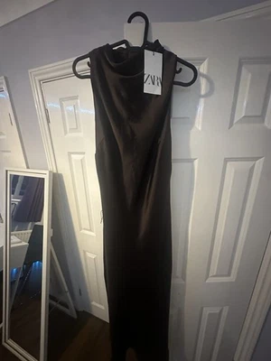 Zara Brown Sleeveless Long Maxi Dress with Buckle Detail Size M New Tags - Image 1 of 4