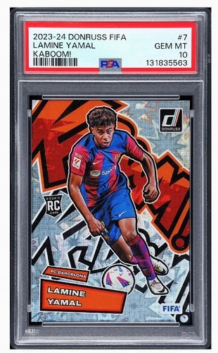 2023-24 Donruss Soccer LAMINE YAMAL RC KABOOM! Case Hit PSA 10📈Barca ROOKIE🏆