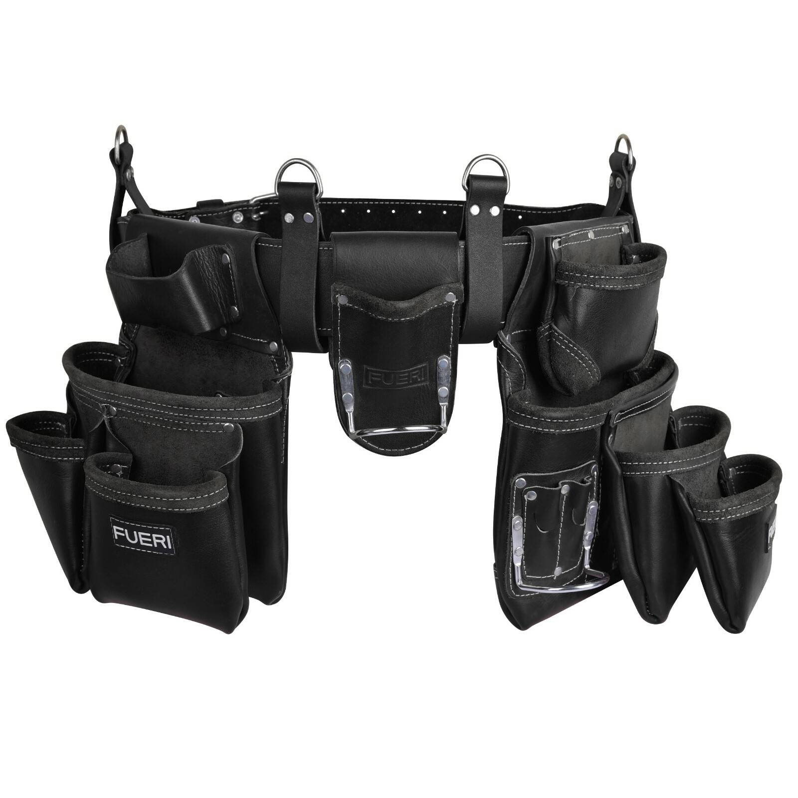 FUERI Leather Tool Belt Carpenters Leather Work Belt Adjustable Rig
