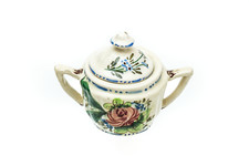 Ceramica d'epoca collezione Zuccheriera decorata fiori dipinta a mano
