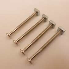 4 - 2" CHROME Bolts Screws for Glass Cabinet Handles Knobs Drawer Pulls Vintage