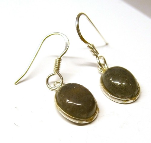 Handmade 925 Sterling Silver Oval Labradorite Drop Earrings + Gift Bag 28 x 9 mm - Picture 6 of 9