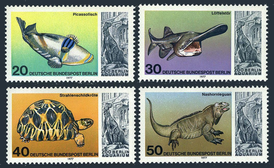 Germany-Berlin 9N411-N414,MNH. Dinosaurs,Padlefish,Tortoise,Iguana