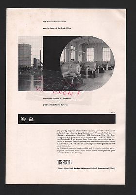 FRANKENTHAL, Werbung 1960 KSB Klein, Schanzlin & Becker AG Rotationskompressoren