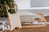 Schlitten Dekoschlitten Holz Textil 42 Cm (G26801) Winterdeko Weihnachtsdeko