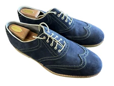 Johnston & Murphy Sheepskin Flex Blue Suede Wingtip Oxford Dress Shoes