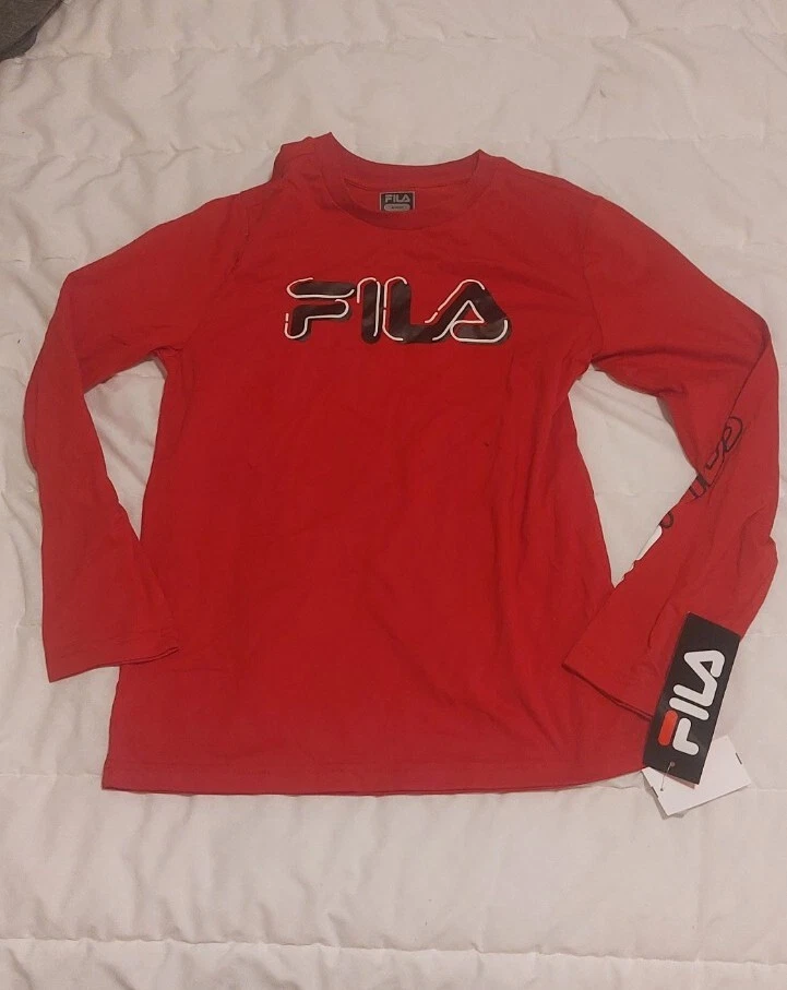 Lot of 4 FILA boys youth long sleeve tees t shirt size 10 12 red