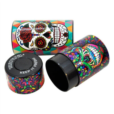 2PCS Skull Printed Tobacco Storage Jar -Sealed for freshness perfect for tobacco