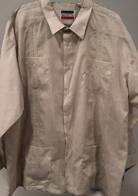 Sir Dali Sz 4X Shirt Long Sleeve Pockets Tan Bandetta