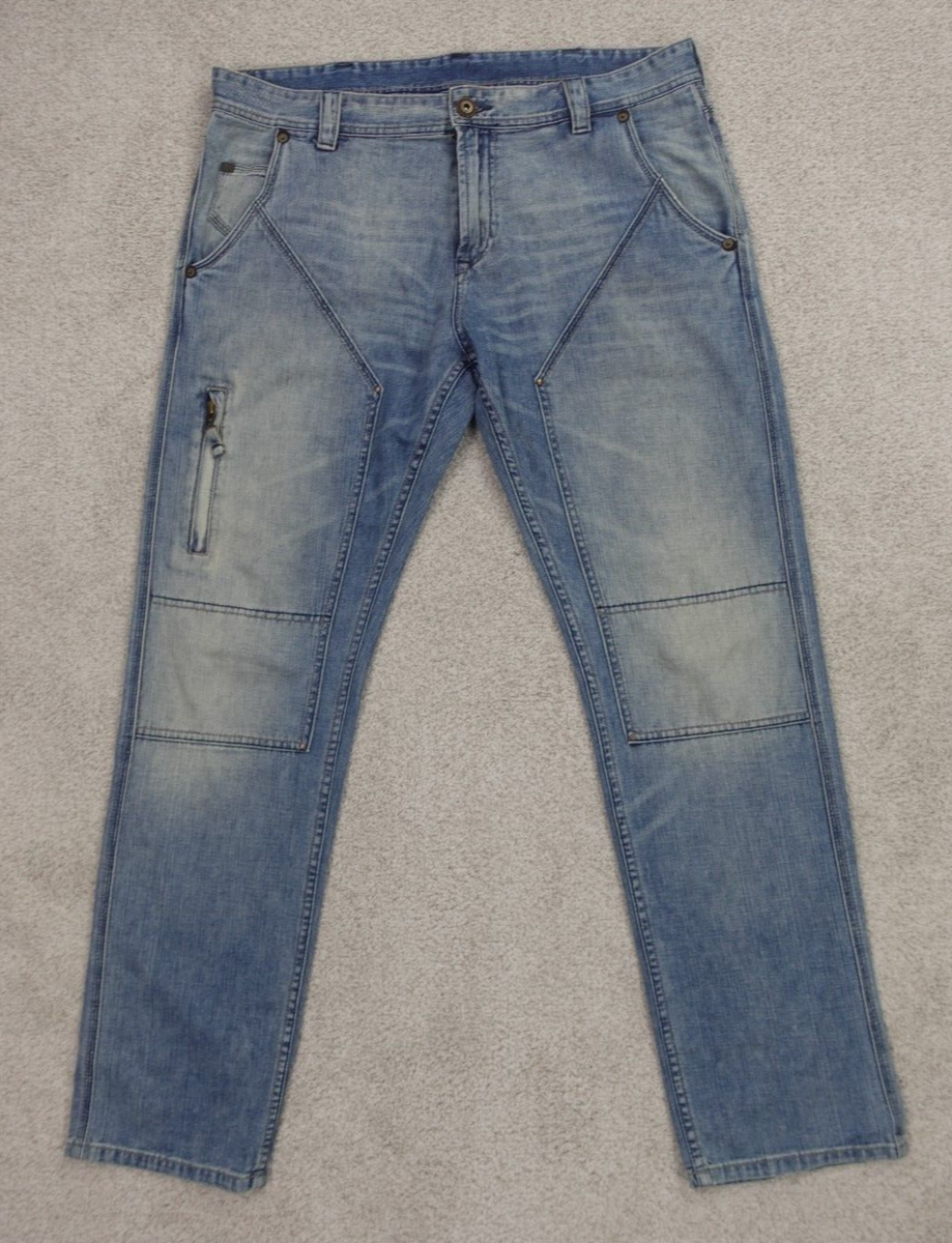 Armani Exchange A|X Jeans Men 36x33 Blue Moto Zippers Double Armani Exchange A|X Jeans Men 36x33 Blue Moto Zippers Double