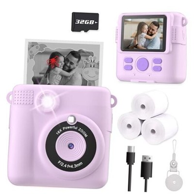 Instant Print Camera for Kids, Christmas Birthday Gifts for Girls Boys, Purple