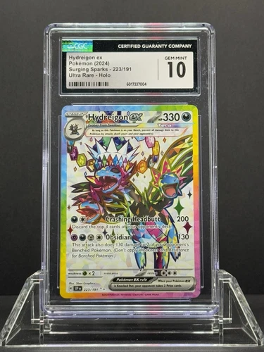 Pokemon TCG Hydreigon ex 223/191 Sv08: Surging Sparks Holo CGC GEM MINT 10