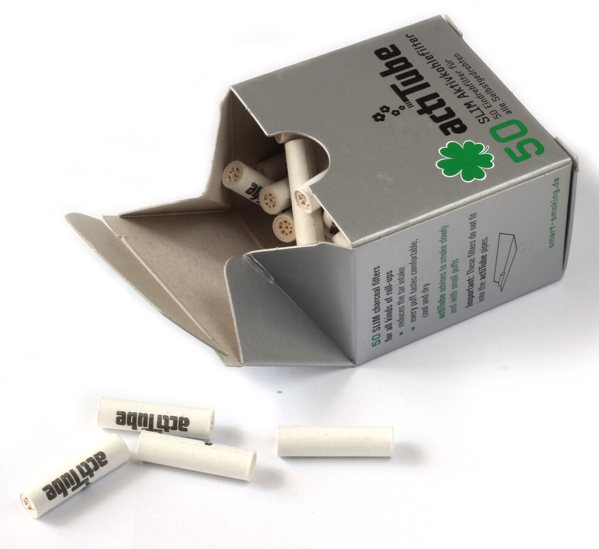 activated charcoal for cigarette smoke actiTube - activated CHARCOAL slim filters 7mm for rolling - 1 box = 50  filters