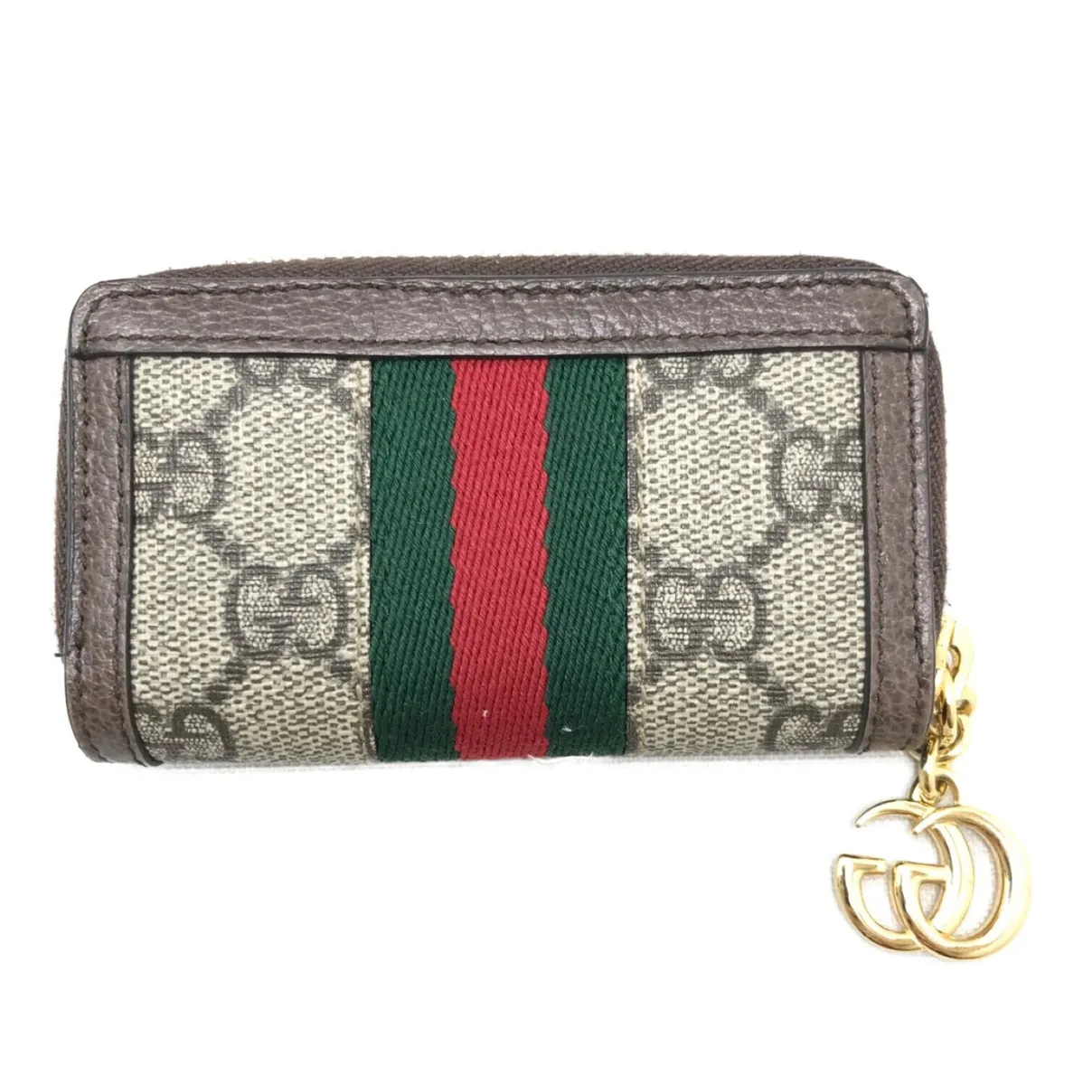 Gucci GG Supreme Ophidia Key Pouch Leather Pouch - Neutrals