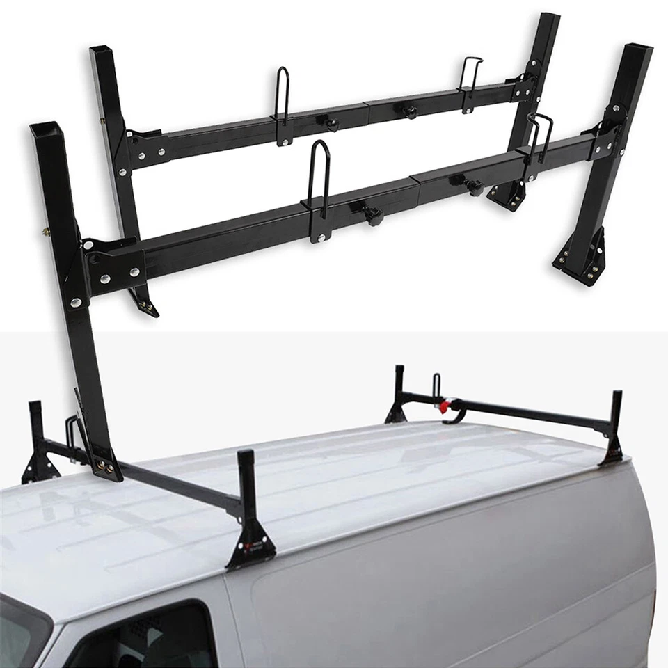 Steel Ladder Roof Rack 2x Bar For Chevrolet Express GMC Savana 1500 2500 3500 - Изображение 3 из 4