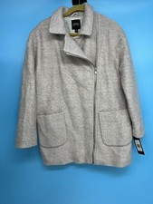 NWT Jones New York Women’s Grey Wool Blend Boucle Peacoat Zip Coat Size: L