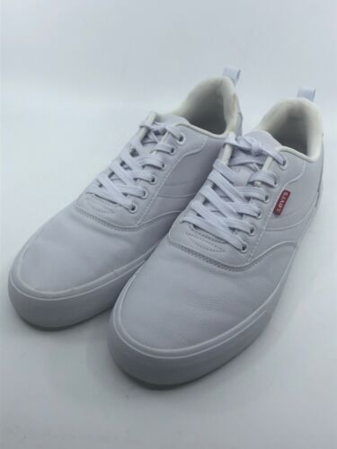 LEVI Lance Perforated Faux-Leather Low Top Skate Sneakers Mens US size 10 White - 第 1/18 張圖片