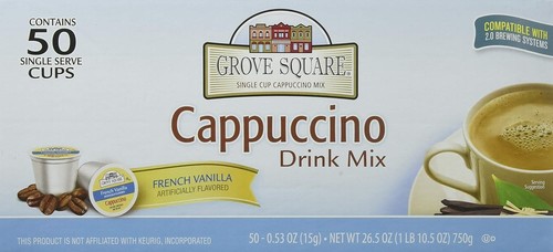 Grove Square Cappuccino French Vanilla 50 Ct Keurig K-Cups Free Shipping - Picture 3 of 7