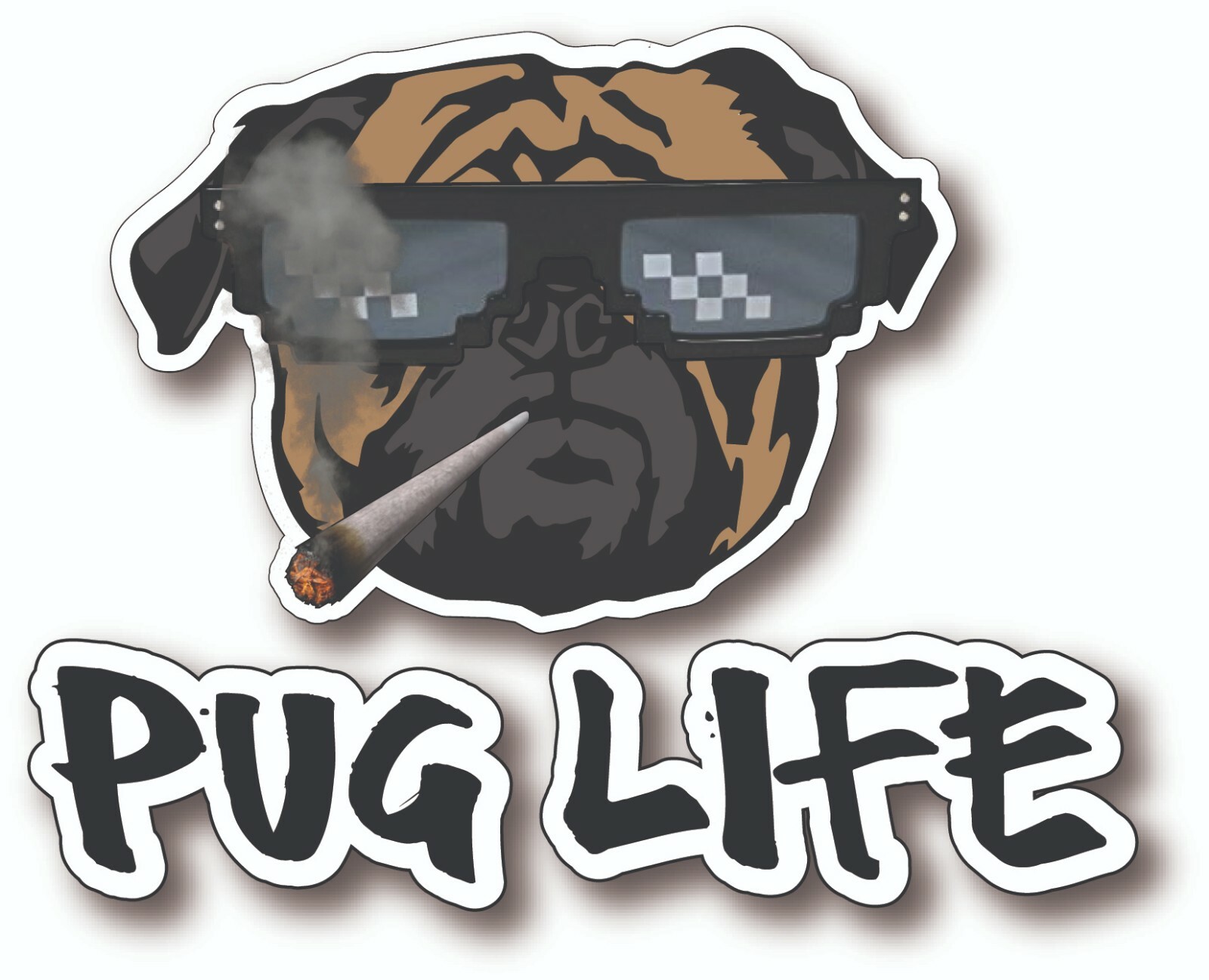 Pug Life Sticker Funny Dog Laptop Car Window Bumper K9 Pugs Pet Vinyl Decal 3M