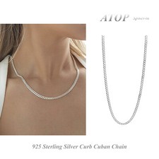 925 Sterling Silver Chain Curb Cuban Chain Italian Silver Women  s Necklace Chain