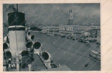 1934 VENEZIA Crociera Vulcania Italia Flotte Cosulich doppia immagine Cartolina