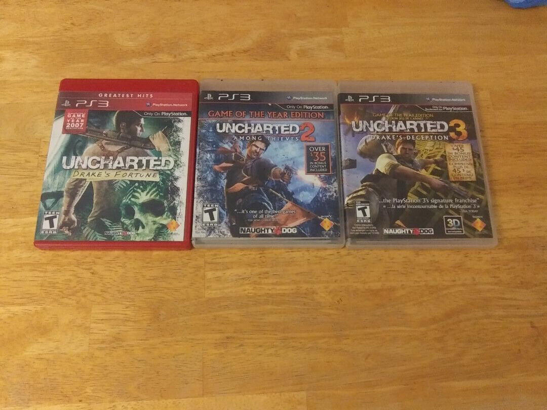 PS3 Uncharted 1 2 3 Drake’s Trilogy Collection Lot of 3 Games (No  Manual)Tested 