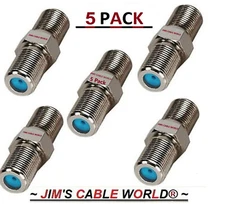 5 Pack PPC 3GHz High Speed F-81 Coaxial Cable Splice Barrels By JIMS CABLE WORLD