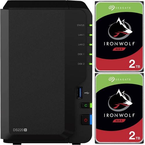 Synology DS220+ 2-Bay 2GB RAM 4TB (2x2TB) Seagate Ironwolf NAS Drives | eBay