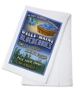 Wells, Me - Blueberry Vintage Sign - Lp Artwork (100% Cotton Towel Absorbent) Wells, Me - Blueberry Vintage Sign - Lp Artwork (100% Cotton Towel Absorbent)