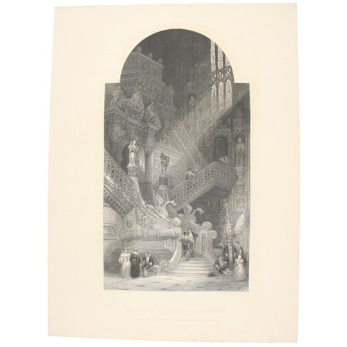 1849 GOTHIC BURGOS Cathedral Spanish Architecture Antique Engraving Victorian - Picture 2 of 3