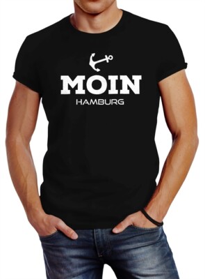Herren T-Shirt Moin Hamburg Anker Slim Fit Neverless 