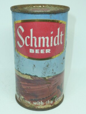 Empty Top Opened 12oz Schmidt Beer Scenic Series ( Bear / Mining ) Flat Top